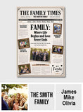 Family Newspaper - Personalized Family Canvas And Poster