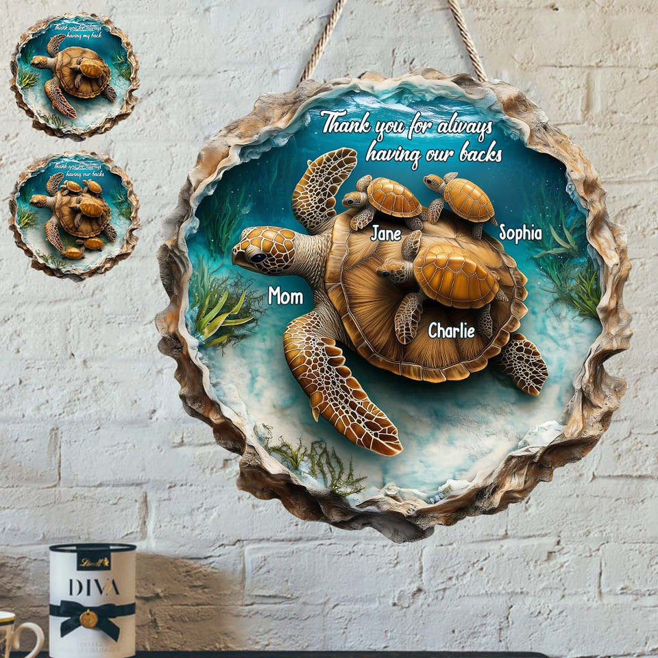 Thanks for Always Having Our Backs - Personalized Mother Custom Shaped Wood Sign