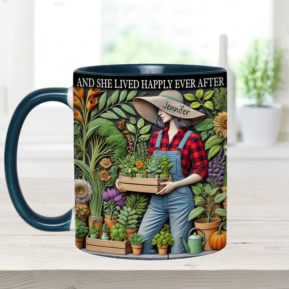 And She Lived Happily Ever After - Personalized Gardening Accent Mug