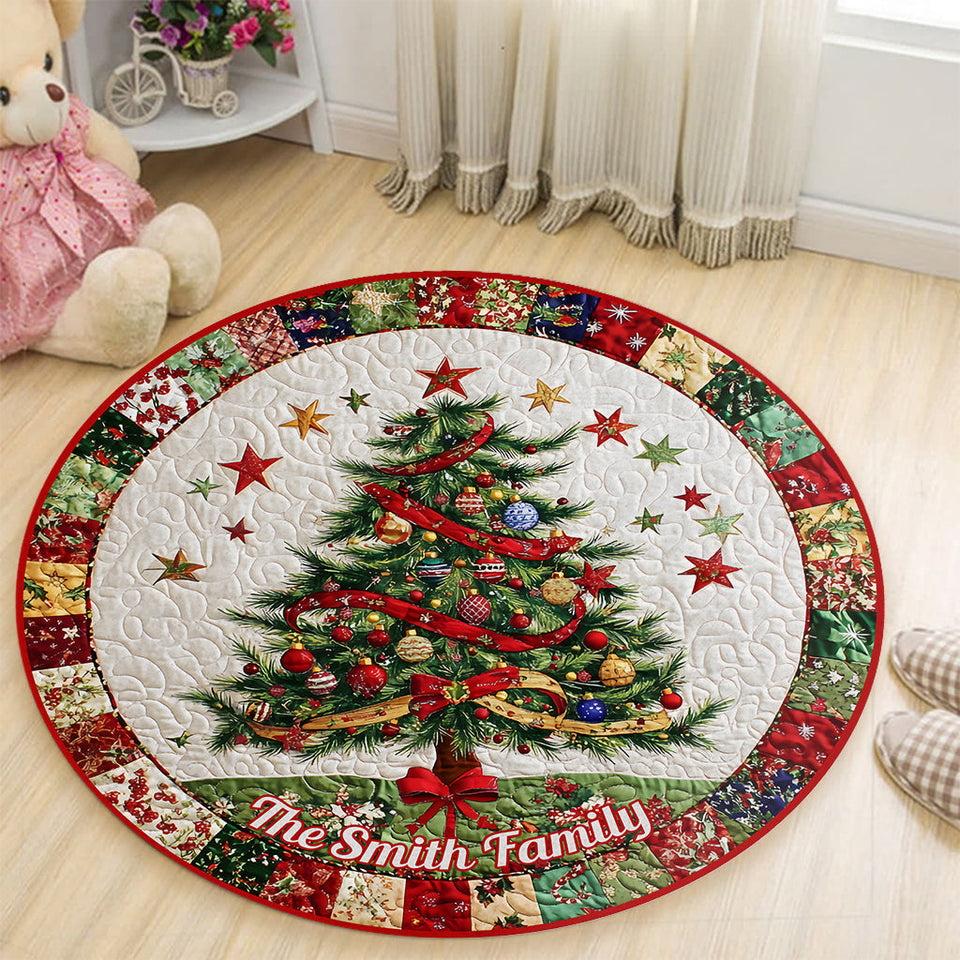 Merry Christmas - Personalized Family Round Rug
