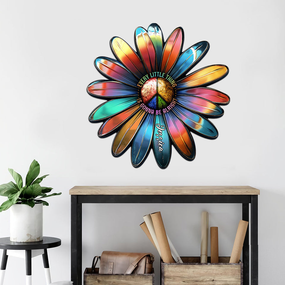 Every Little Thing Is Gonna Be Alright - Personalized Hippie Cut Metal Sign