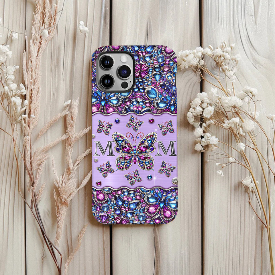 Mom And Children Butterflies - Personalized Mother Full Print Phone Case