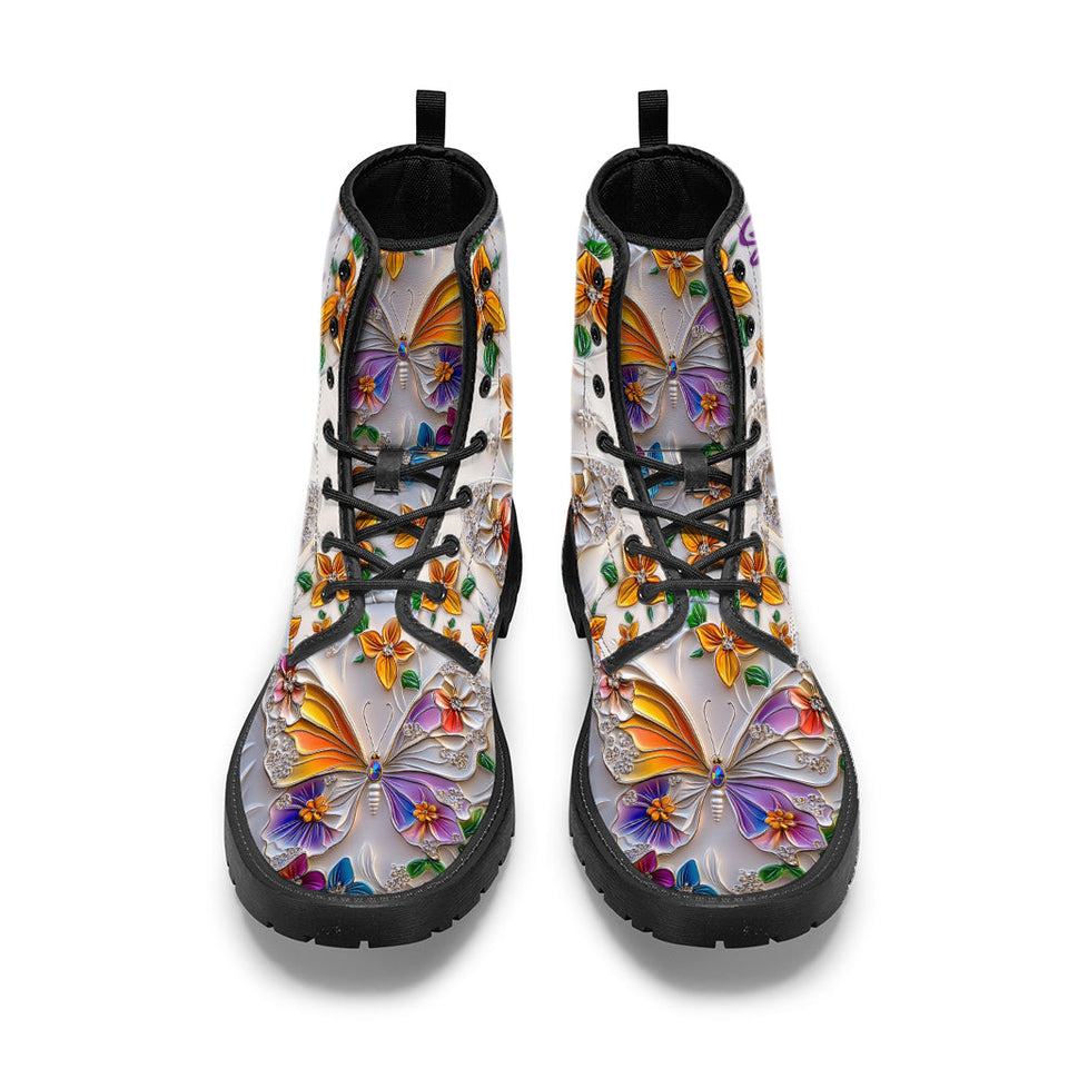Walk With Faith - Personalized Butterfly Leather Boots Test