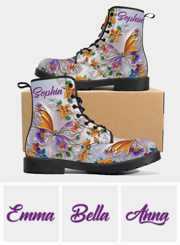 Walk With Faith - Personalized Butterfly Leather Boots Test