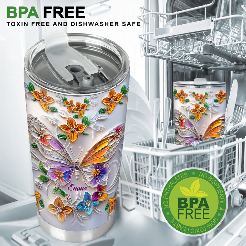 Stunning Butterfly - Personalized Butterfly Tumbler