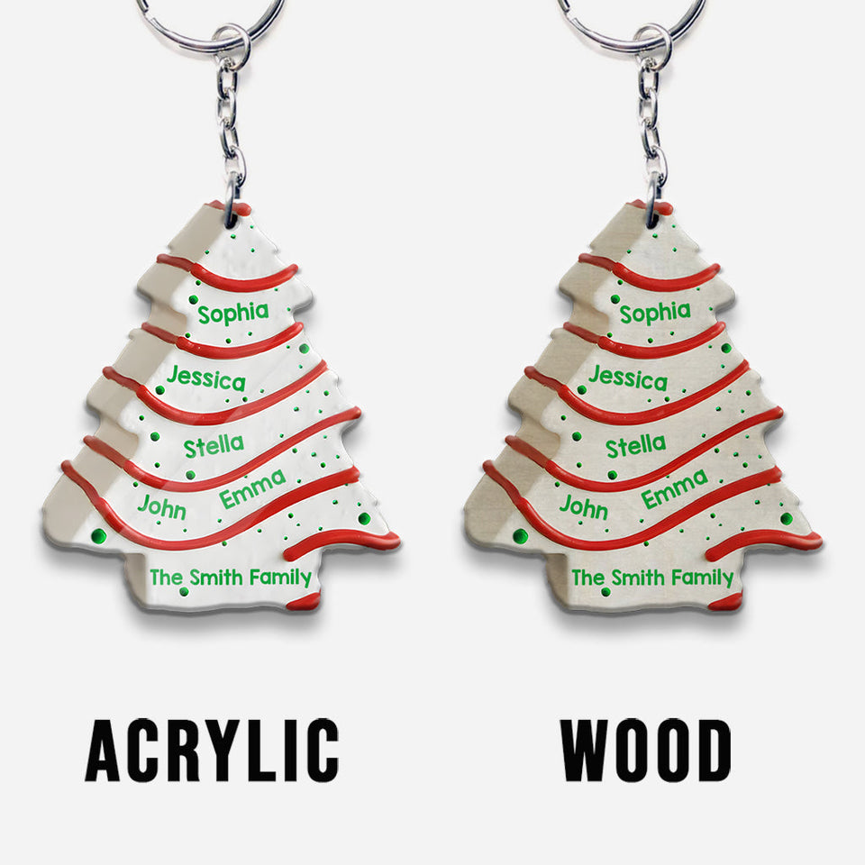 Christmas Cake Family Friends Coworkers - Personalized Family Keychain