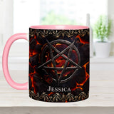 Volcanic Pentacle - Personalized Witch Accent Mug