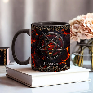 Volcanic Pentacle - Personalized Witch Accent Mug