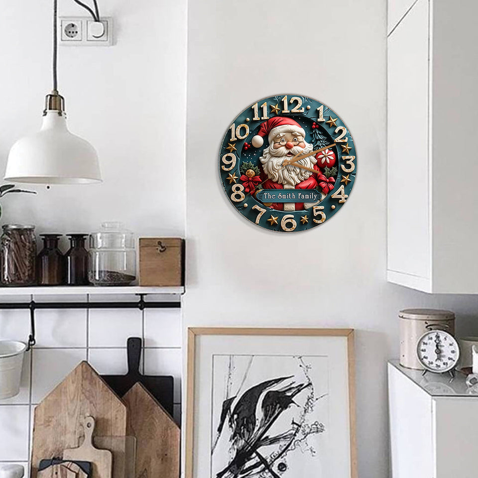 It's Time For Santa - Personalized Family Wall Clock