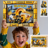 Construction Vehicles Letter Gift For Grankids - Personalized Kid Jigsaw Puzzle