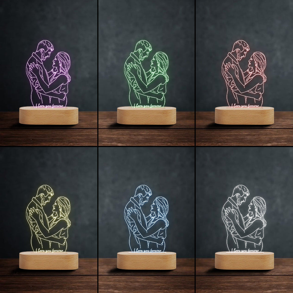 I Love You Forever - Personalized Couple Shaped Plaque Light Base