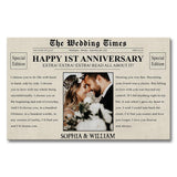 Happy Anniversary The Wedding Times Newspaper - Personalized Husband And Wife Canvas And Poster