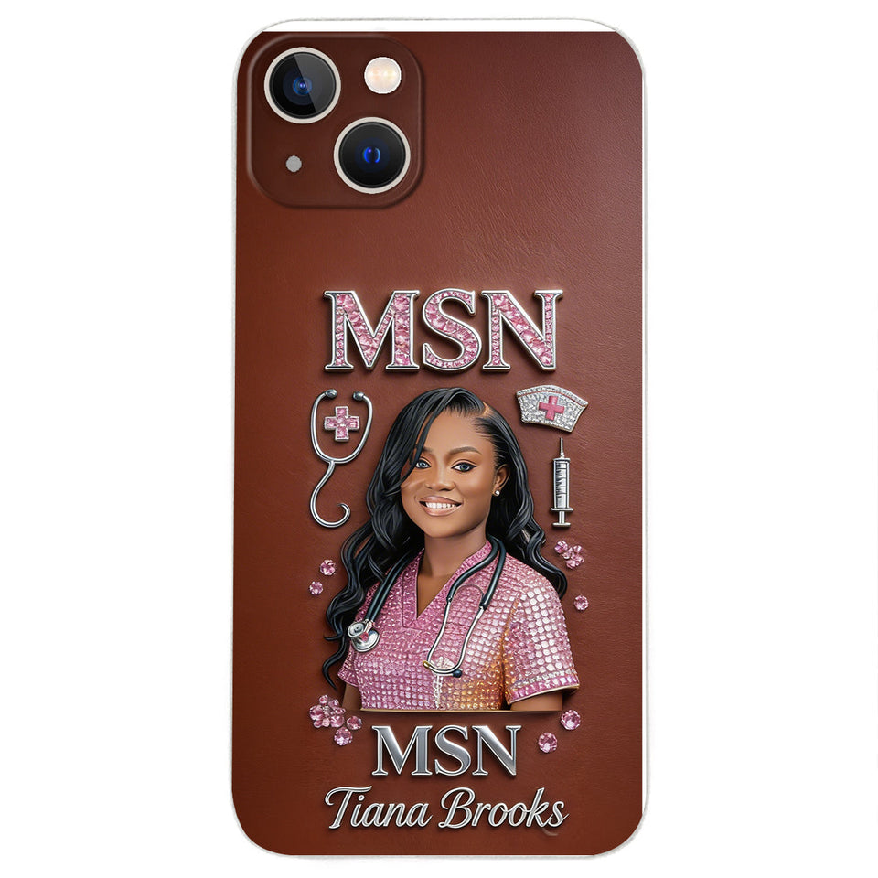 Any Title - Gifts For Nurse, Doctor - Personalized Nurse 3D Embossed Leather Phone Case
