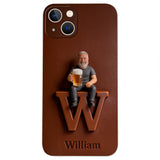 Custom Any Photo - Personalized Beer 3D Embossed Leather Phone Case