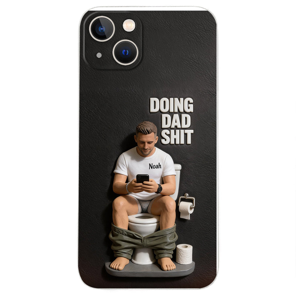 Doing Dad Shit - Personalized Father 3D Embossed Leather Phone Case