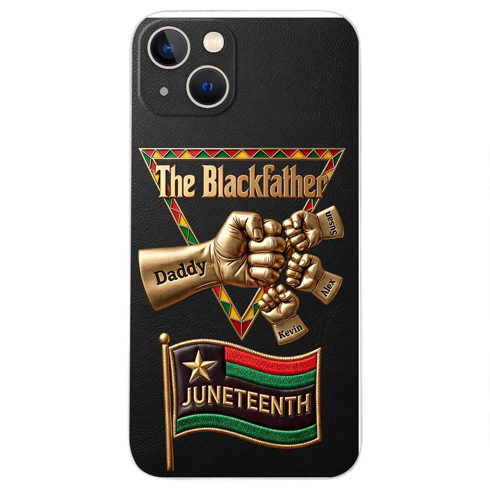 The Blackfather - Personalized Father 3D Embossed Leather Phone Case