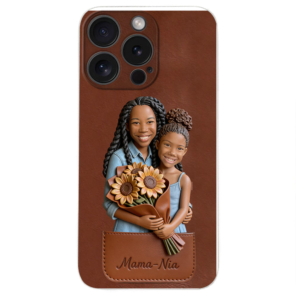 I Love You - Personalized Mother 3D Embossed Leather Phone Case