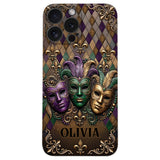 Mardi Gras Fleur de Lis - Personalized Mardi Gras Leather Phone Case