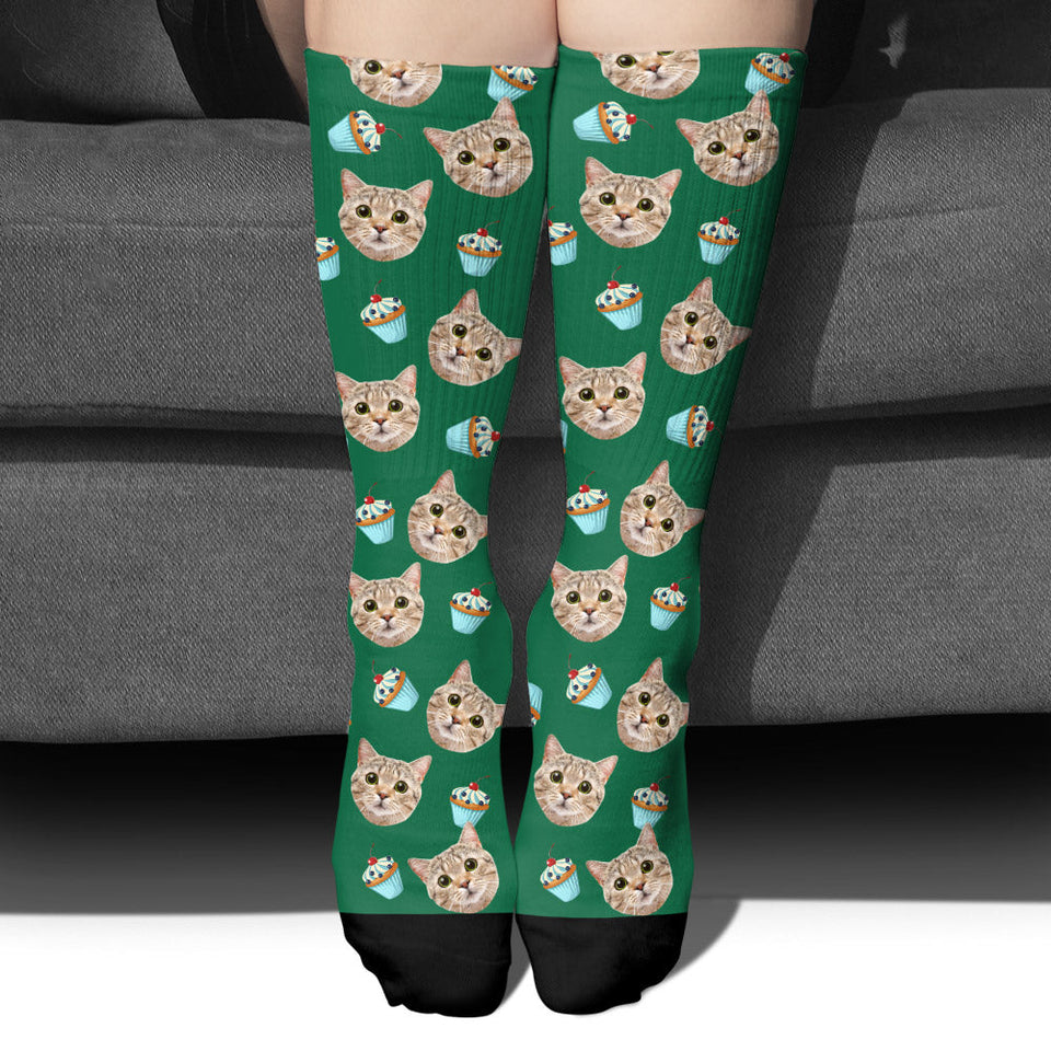 Funny Icon Pattern - Personalized Cat Socks