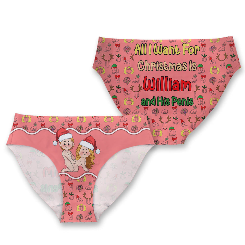 All I Want For Christmas - Personalized Couple Women Briefs