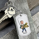 Love You More - Fishing gift for dad, him, husband, grandpa - Personalized Stainless Steel Keychain