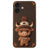 Love Highland Cows - Personalized Highland Cow Leather Phone Case