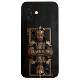 Black King - Personalized African American 3D Embossed Leather Phone Case