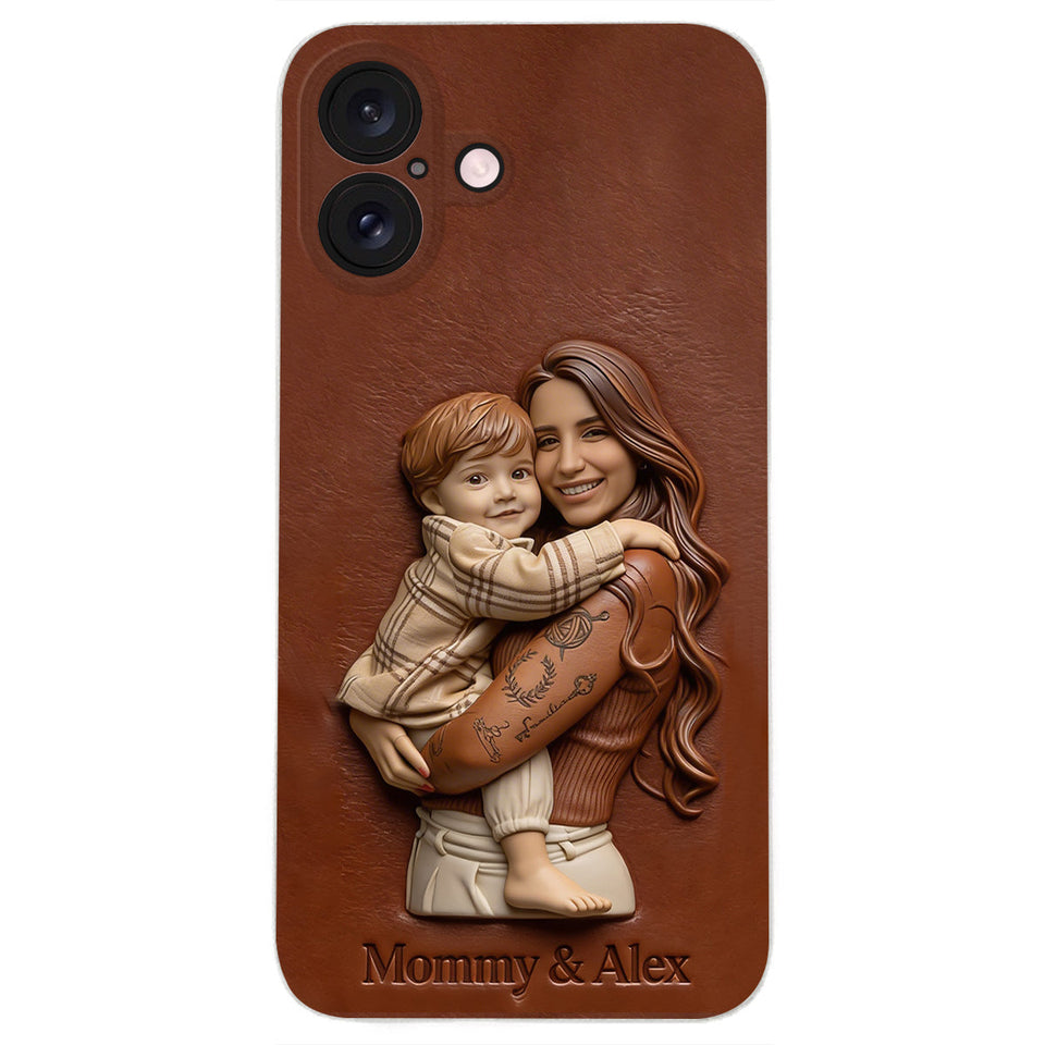 Custom Any Photo Gift For Mom, Grandma - Personalized Mother Leather Phone Case