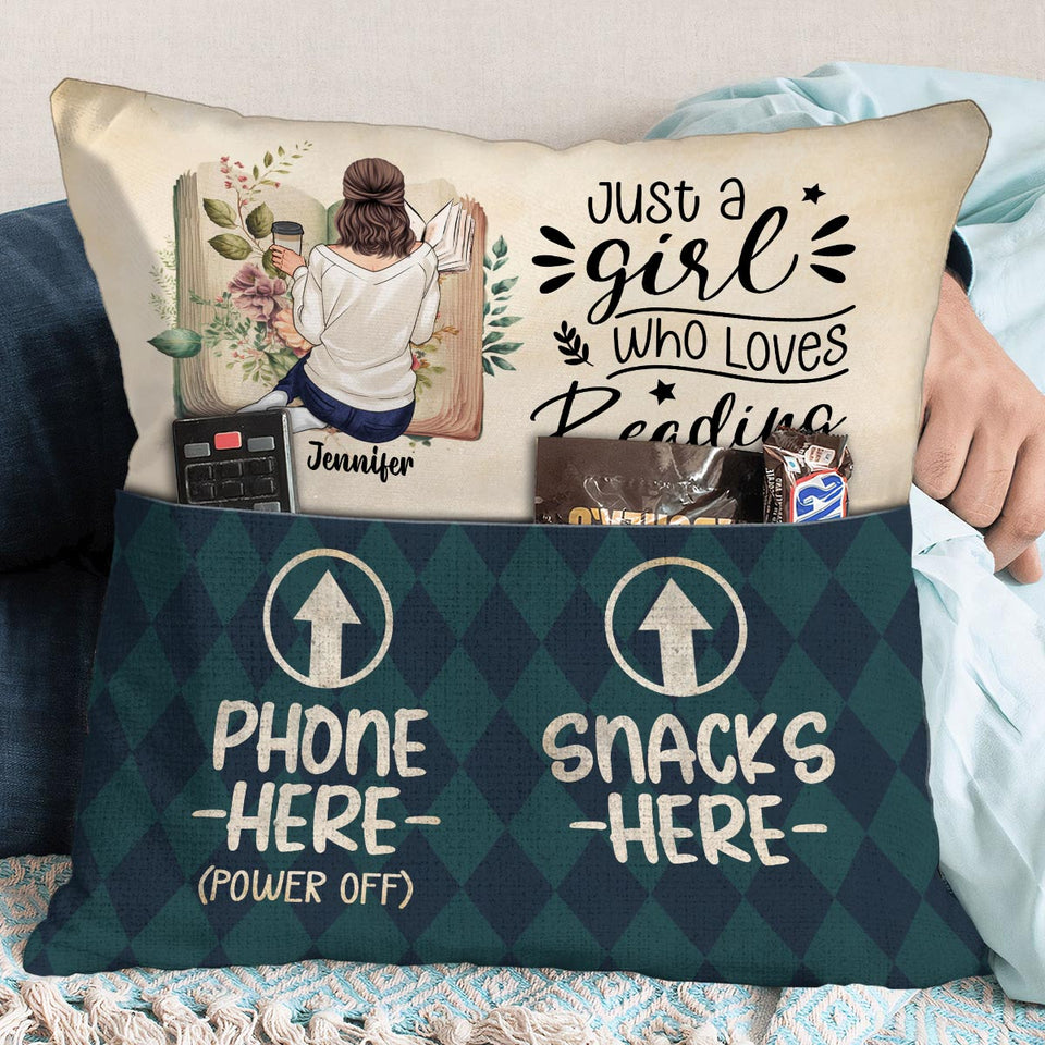 Just A Girl Who Loves Reading - Personalized Book Pocket Pillow