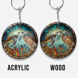 You And Me And The Sea - Personalized Turtle Keychain (Printed On Both Sides)