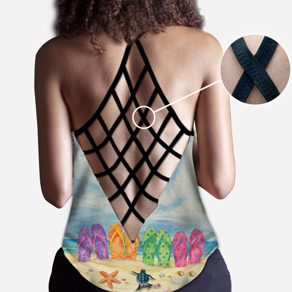 When Life Throws Flip flops In Your Face  - Sea Lover Cross Tank Top