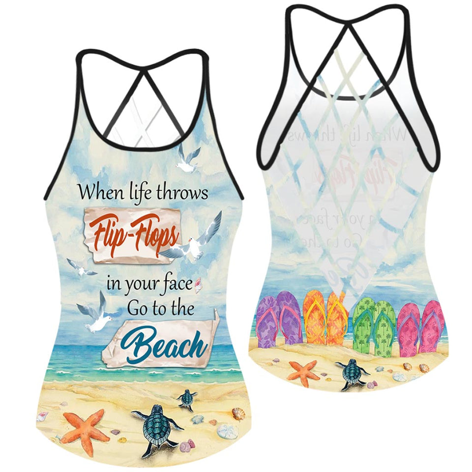 When Life Throws Flip flops In Your Face  - Sea Lover Cross Tank Top