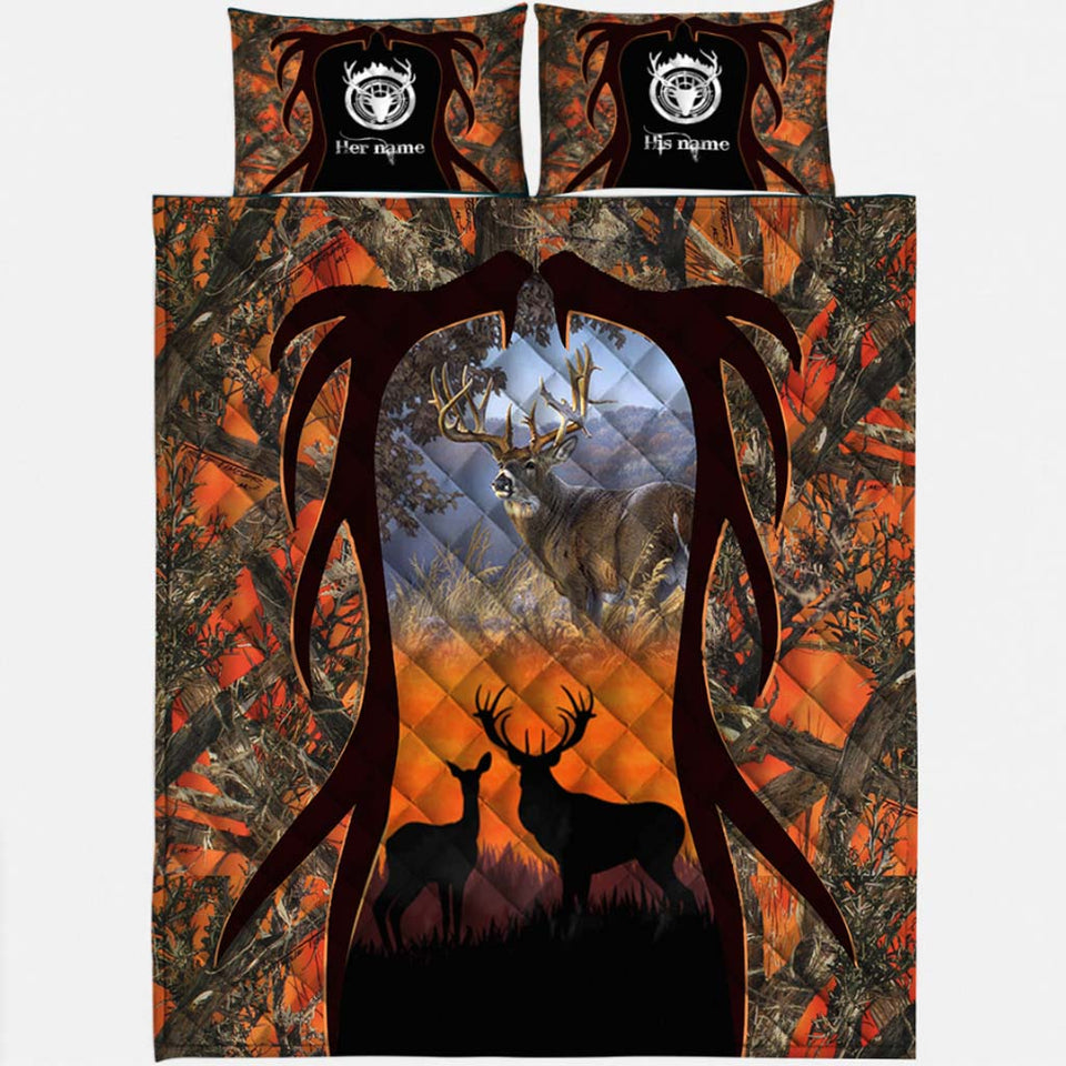 Hunting Couple - Personalized Quilt Set 1121
