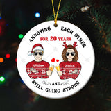 Annoying Each Other - Personalized Christmas Couple Ornament (Printed On Both Sides)