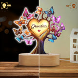 Beautiful Grandma Butterfly Tree - Personalized Grandma Shaped Plaque Light Base