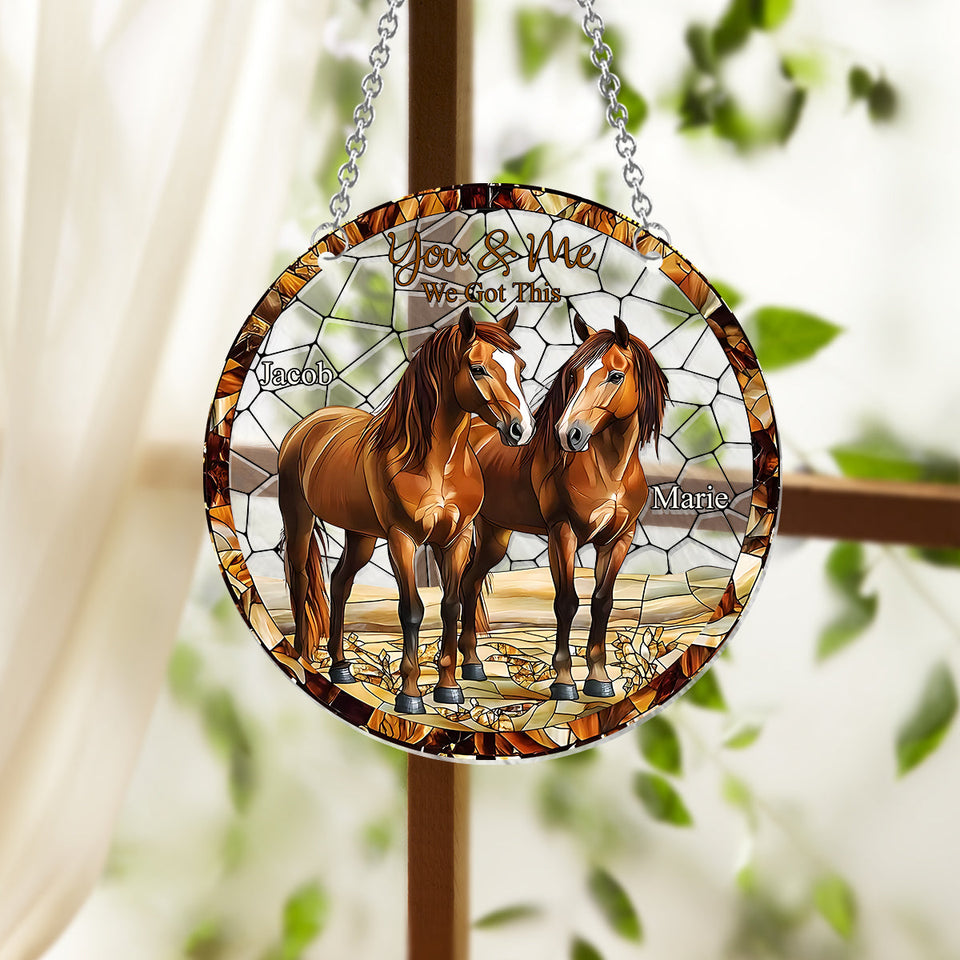 Horse Couple - Personalized Horse Window Hanging Suncatcher Ornament