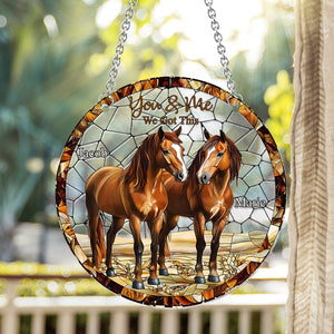Horse Couple - Personalized Horse Window Hanging Suncatcher Ornament