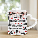 I Love You - Personalized Couple Heart Handle Mug
