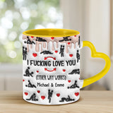 I Love You - Personalized Couple Heart Handle Mug
