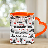 I Love You - Personalized Couple Heart Handle Mug