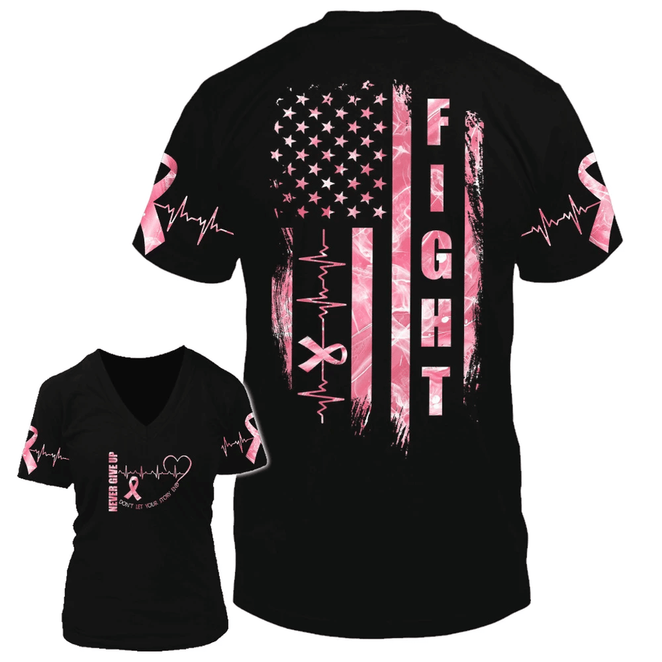 Never Give Up - Breast Cancer Awareness All Over T-shirt and Hoodie 0822