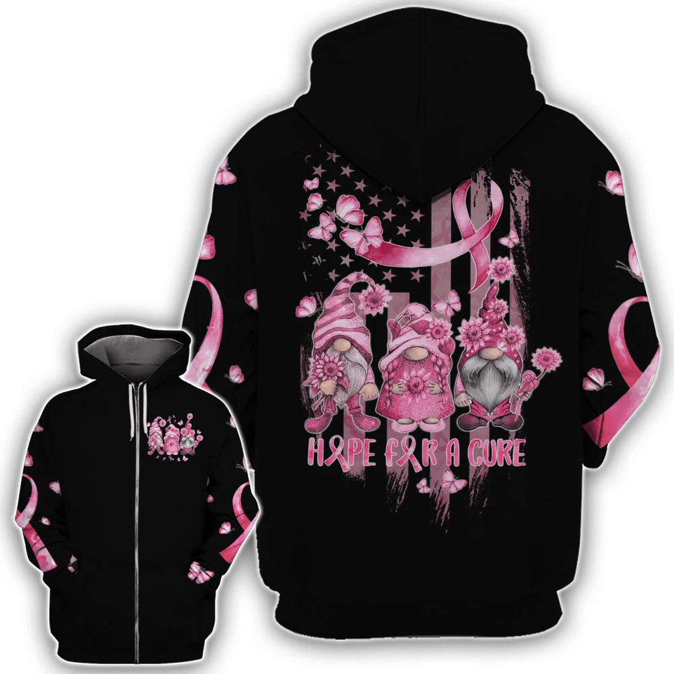 Hope For A Cure Gnomes - Breast Cancer Awareness All Over T-shirt and Hoodie 0822