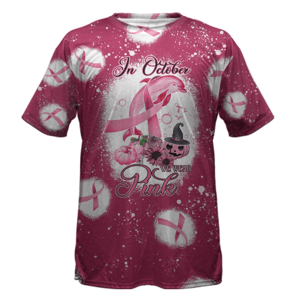 In October We Wear Pink - Breast Cancer Awareness All Over T-shirt and Hoodie 0822