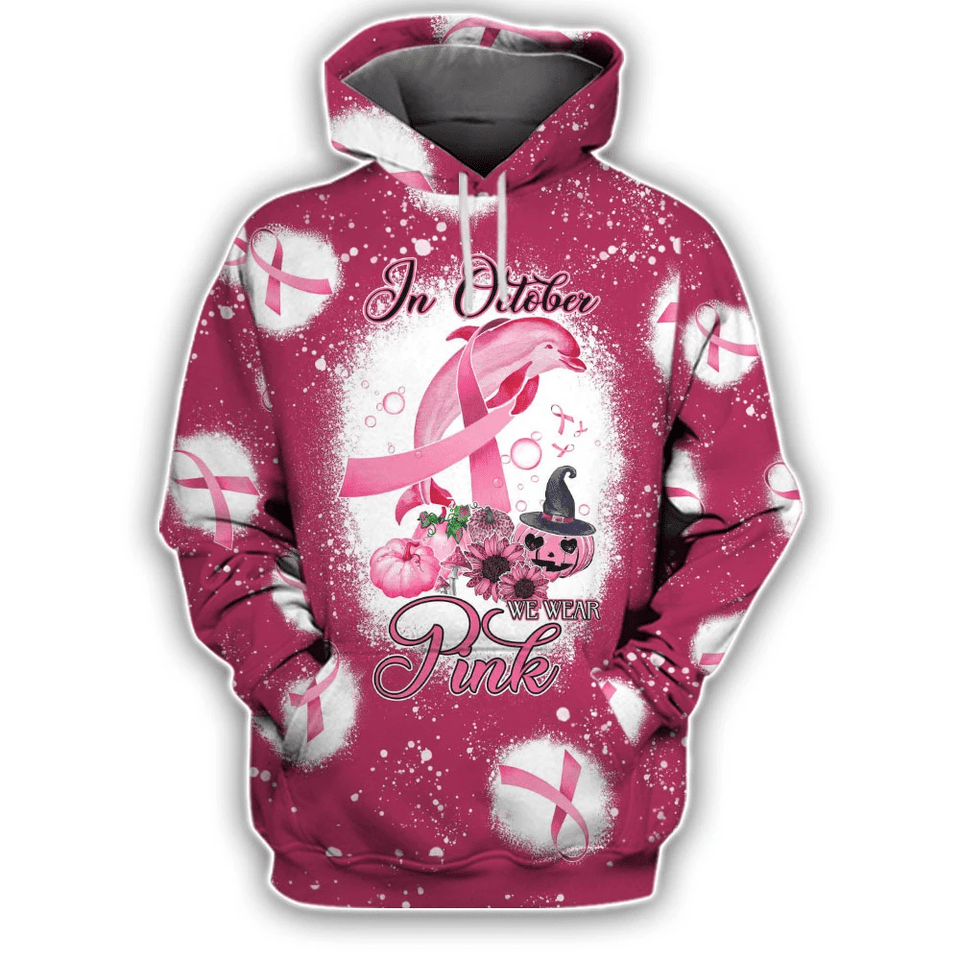 In October We Wear Pink - Breast Cancer Awareness All Over T-shirt and Hoodie 0822