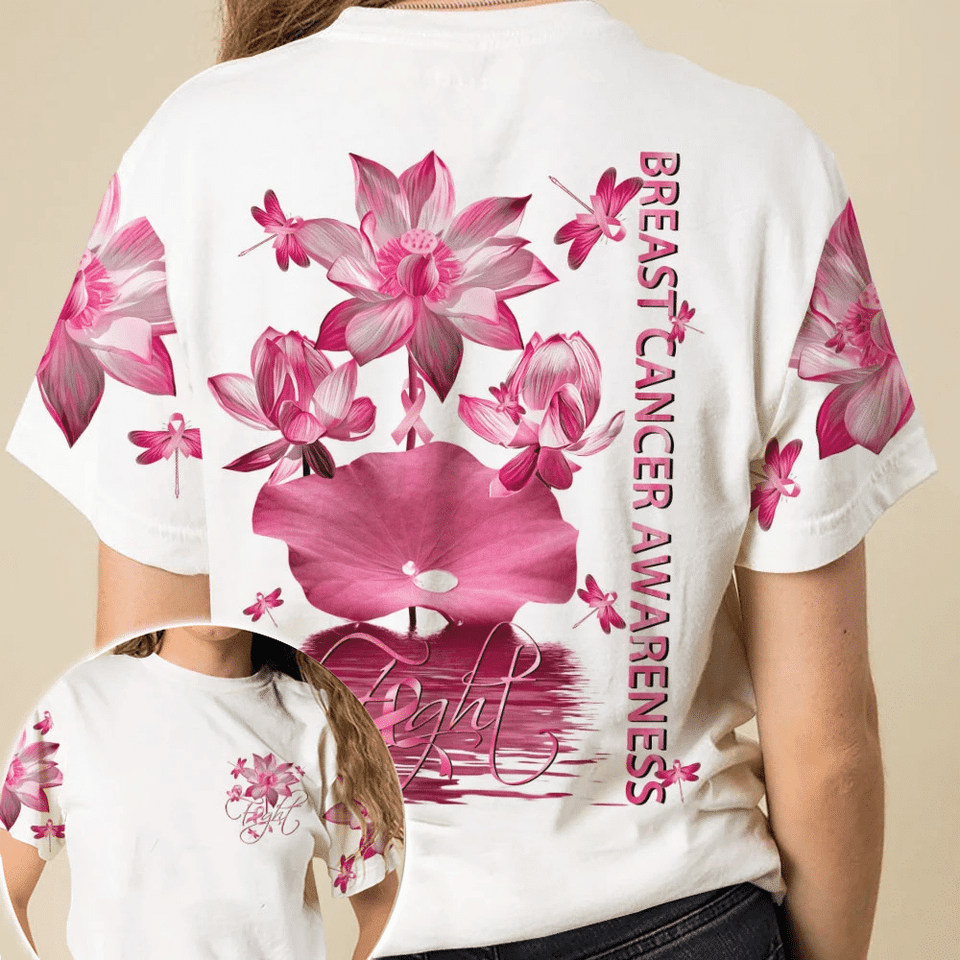 Pink Lotus Faith - Breast Cancer Awareness All Over T-shirt and Hoodie 0822