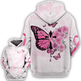 Butterfly Cross Pink Ribbon - Breast Cancer Awareness All Over T-shirt and Hoodie 0822