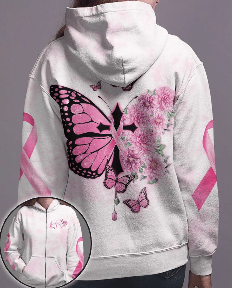 Butterfly Cross Pink Ribbon - Breast Cancer Awareness All Over T-shirt and Hoodie 0822