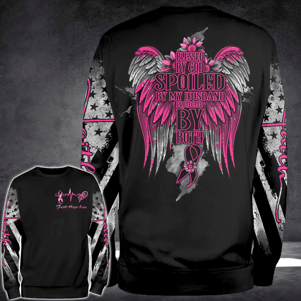 Blessed By God Breast Cancer - Breast Cancer Awareness All Over T-shirt and Hoodie 0822