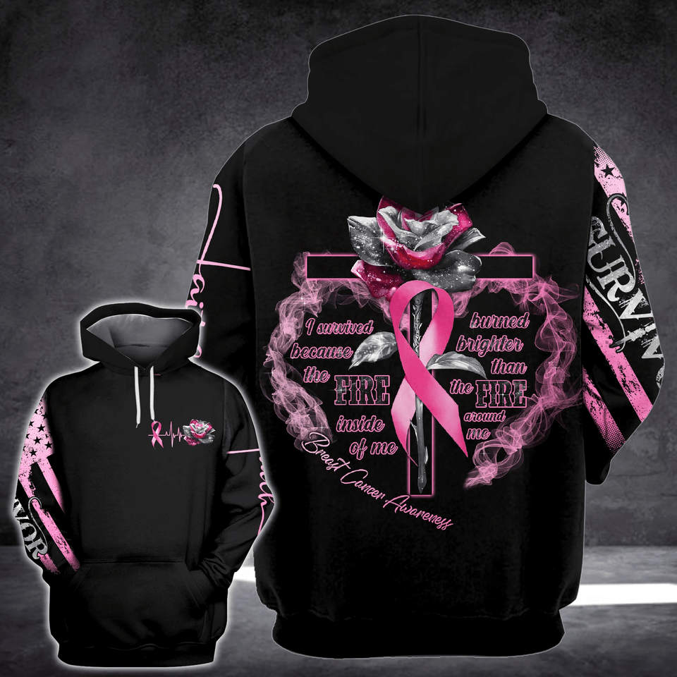 Cross Rose Breast Cancer - Breast Cancer Awareness All Over T-shirt and Hoodie 0822