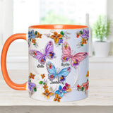 Sisters Are Like Butterflies - Personalized Bestie Accent Mug